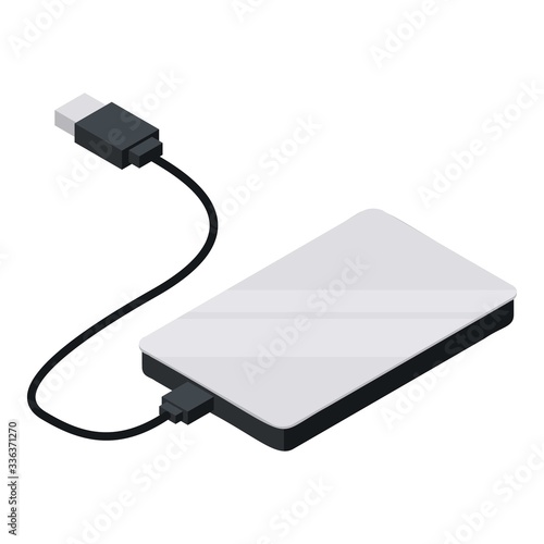 Power bank icon. Isometric of power bank vector icon for web design isolated on white background