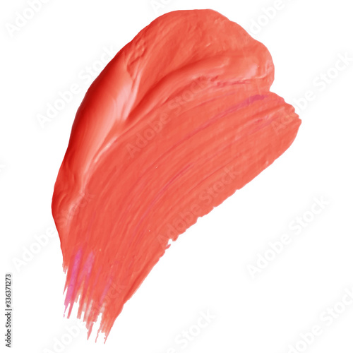 Acrylic paint smear on white background.