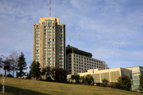 Anchorage, Alaska / USA - August 08, 2019: Hilton hotel in Anchorage town, Anchorage, Alaska,  USA