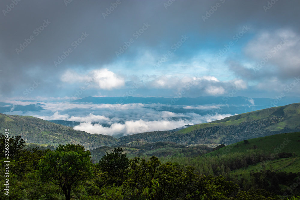 mountain coverd with cloud layers and beautiful sky