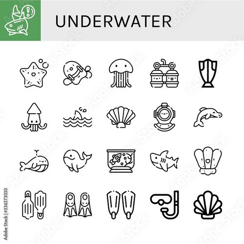 Set of underwater icons