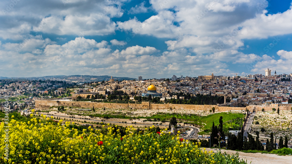 Jerusalem city view with cloudy sky
