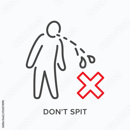 Spiting man line icon. Vector outline illustration warning rule of conduct in pandemic. Bad habit pictorgam for illness prevention