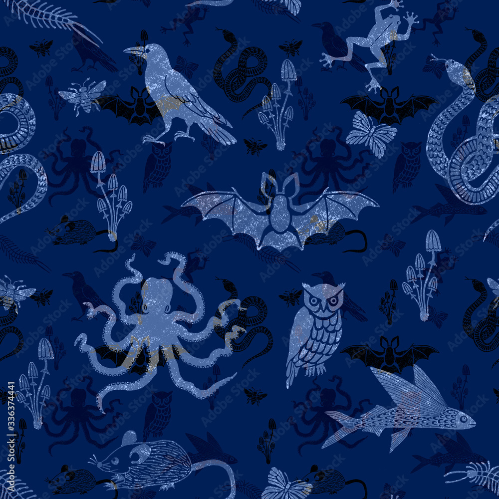 custom made wallpaper toronto digitalSeamless pattern with animals and insects illustration for halloween
