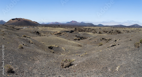 Lava fields and desert landscape in Lanzarote