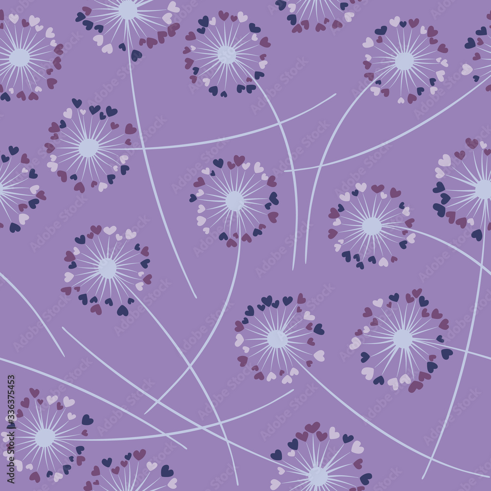 Dandelion blowing vector floral seamless pattern. Dandelion blowing vector floral seamless pattern.
