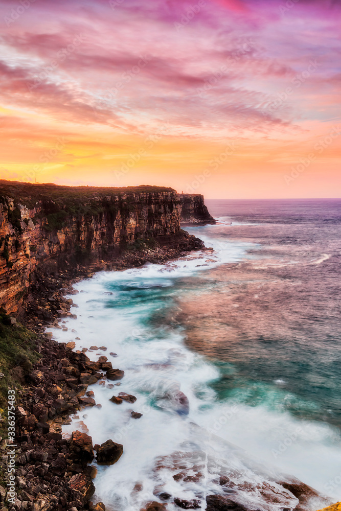 Sea N head set cliffs open sea vert