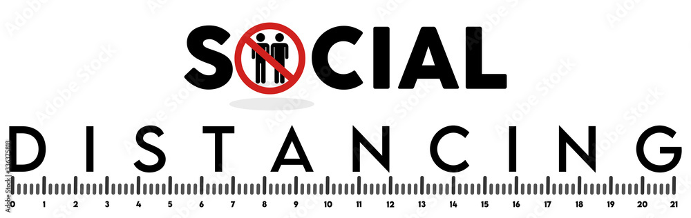 Vector banner of social distance ruler, keep distancing 1 meter for protection coronavirus and 2 people in stop sign symbol to stay safe isolated on white background illustration Vector banner of social distance ruler, keep distancing 1 meter for protection coronavirus and 2 people in stop sign symbol to stay safe isolated on white background illustration