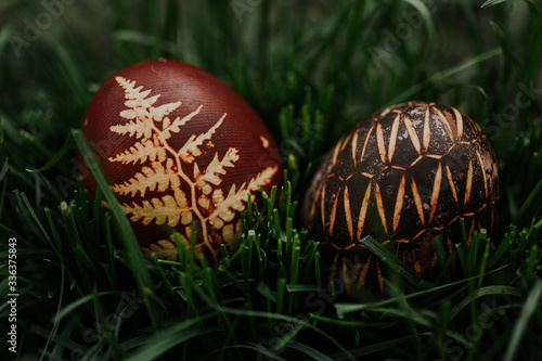 easter, basket, eggs, red eggs, bunny, grass, green grass, spring, holiday, seasson photo