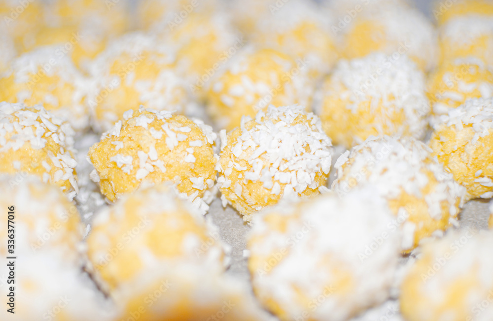 round candy homemade of corn sticks sprinkle coconut round candy homemade of corn sticks sprinkle coconut
