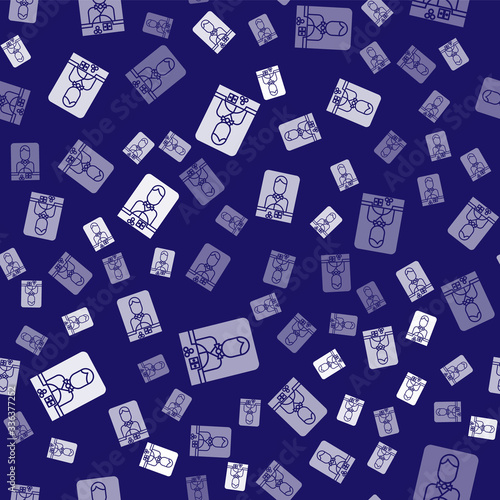 White Casino dealer icon isolated seamless pattern on blue background. Casino croupier. Vector Illustration