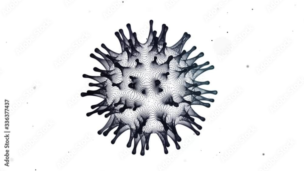 Seamless loop Black and White tech version of Corona Virus Covid-19 with room to put your text. Seamless loop Black and White tech version of Corona Virus Covid-19 with room to put your text.