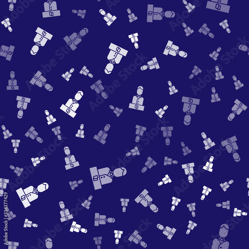 White Casino dealer icon isolated seamless pattern on blue background. Casino croupier. Vector Illustration