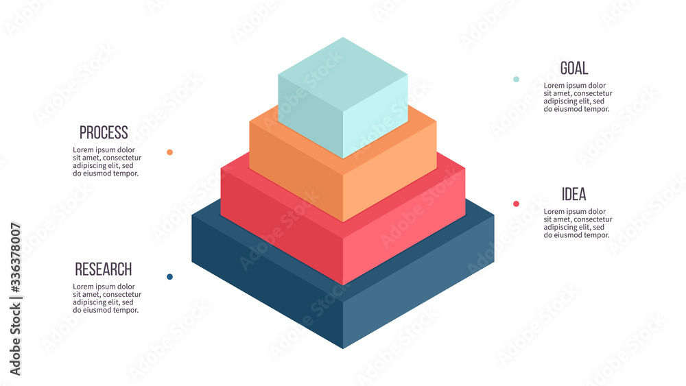 Business infographics. Pyramid chart with 4 steps, options, layers ...