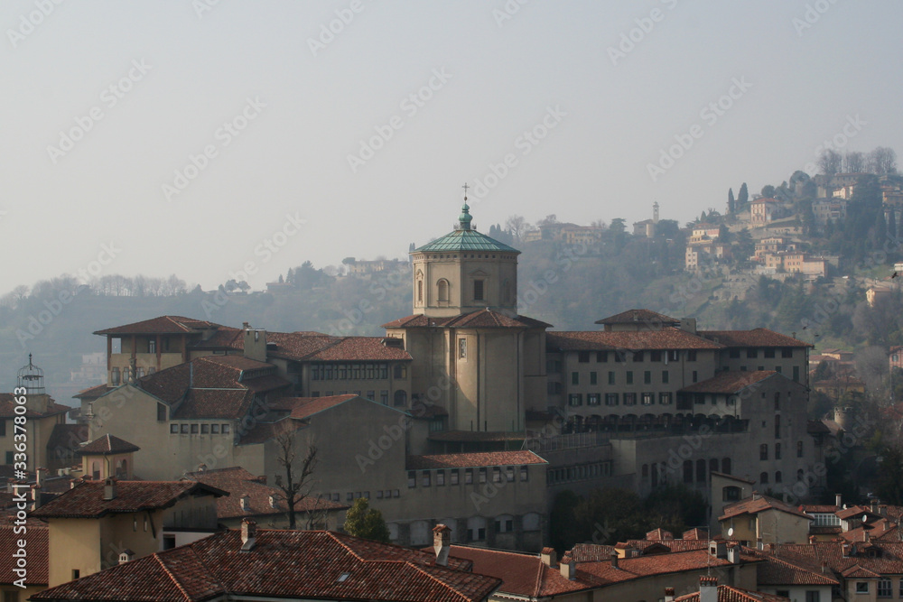 Bergamo, Italy, view of the castle on hill