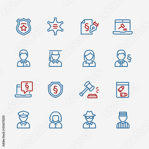 Vector justice and legal icon set
