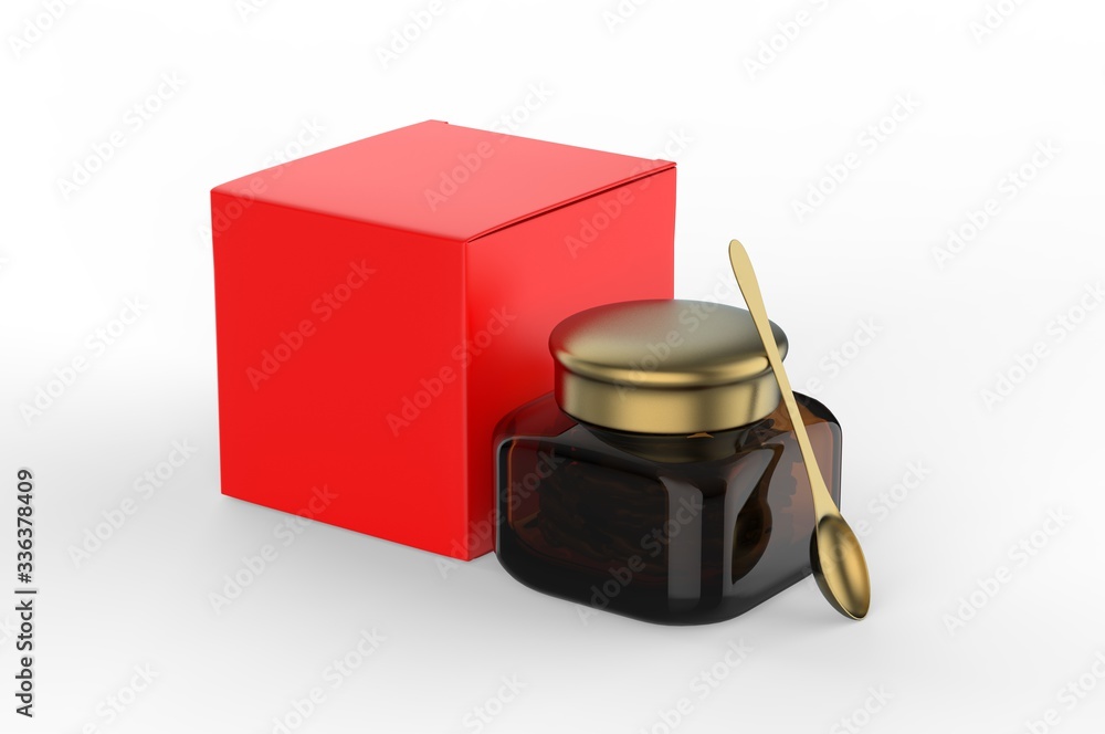 Blank Bakhoor Burn Incense With paper box packaging for branding and mockup. 3d render illustration.