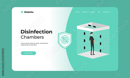 The disinfection chambers to sterilize the human body from germs, bacteria and viruses. The antiseptic spray used in the chambers resembles hand sanitizer fluid in its composition. covid-19 prevention