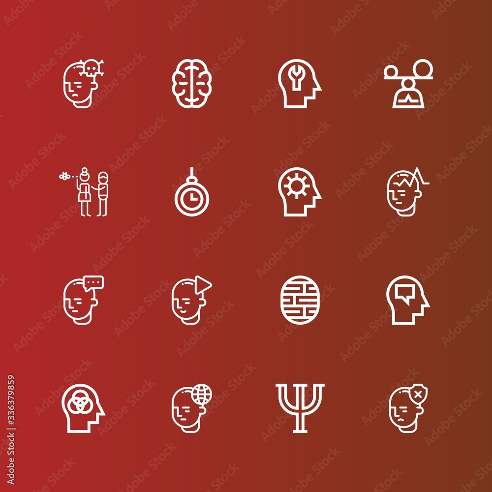 Editable 16 psychology icons for web and mobile