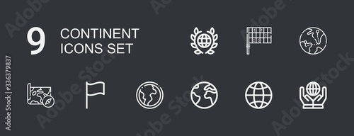 Editable 9 continent icons for web and mobile