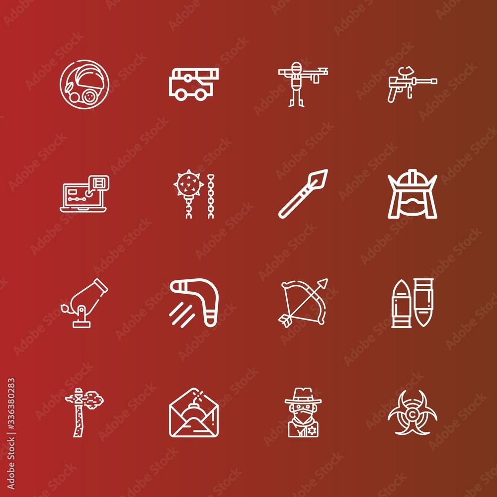 Editable 16 weapon icons for web and mobile Editable 16 weapon icons for web and mobile