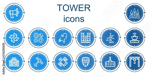 Editable 14 tower icons for web and mobile