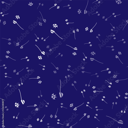 White Heroin in a spoon icon isolated seamless pattern on blue background. Concept of drug addiction and dependence from the narcotic. Junkie lifestyle. Vector Illustration
