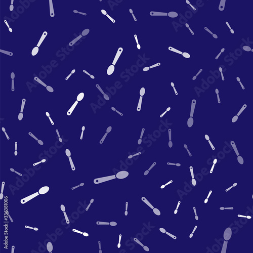 White Heroin in a spoon icon isolated seamless pattern on blue background. Concept of drug addiction and dependence from the narcotic. Junkie lifestyle. Vector Illustration
