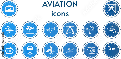 Editable 14 aviation icons for web and mobile