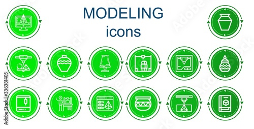Editable 14 modeling icons for web and mobile