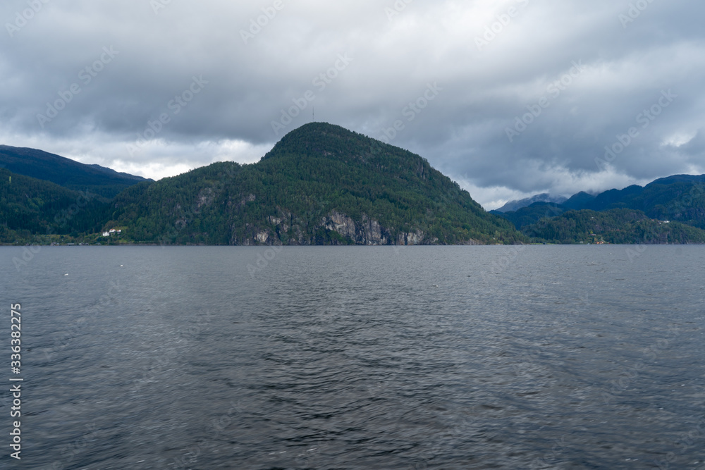 View from the fjord cruise of Bergen on the beautiful mountain in Norway, North Europe