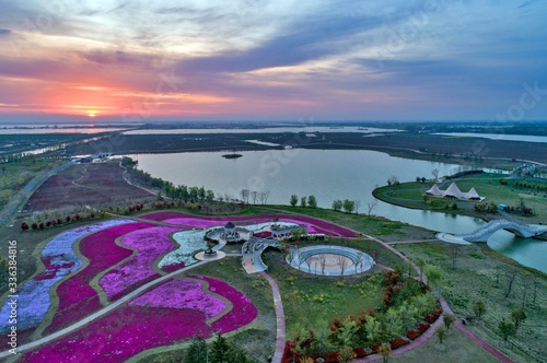 Zhiyinghua sea like colorful carpet, Baima Lake Tourist Resort, Huai'an City, Jiangsu Province, China