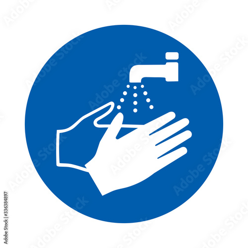 Wash your hands. M011.  Standard ISO 7010. Safety and precaution signs, for every factory and business.