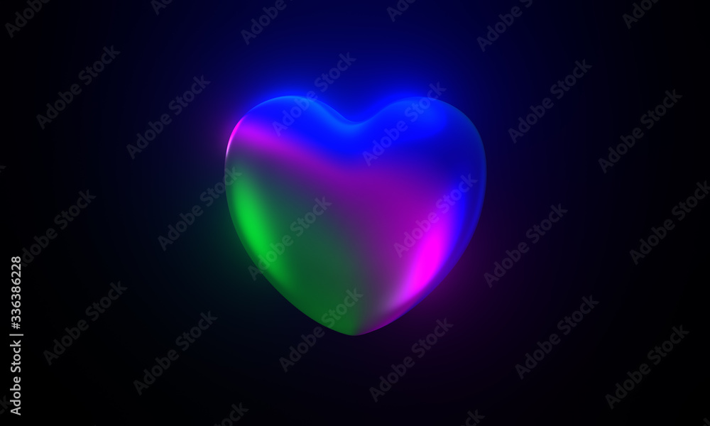 Neon Iridescent Abstract Glow Rainbow Spectral Colorful 3d Heart Illustration Neon Iridescent Abstract Glow Rainbow Spectral Colorful 3d Heart Illustration