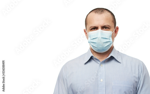 Man with face mask against virus