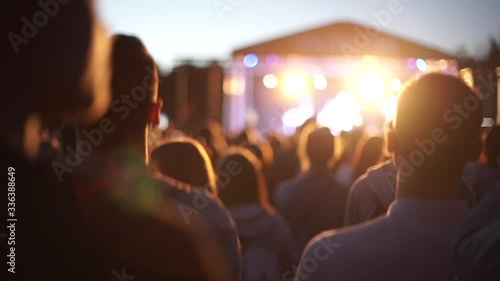 Crowd at open air in the evening summer time