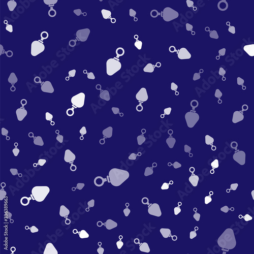 White Anal plug icon isolated seamless pattern on blue background. Butt plug sign. Fetish accessory. Sex toy for men and woman. Vector Illustration