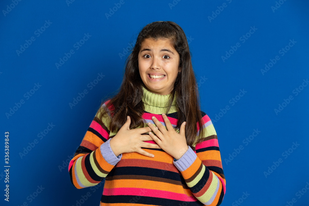 Preteen girl with striped jersey Preteen girl with striped jersey