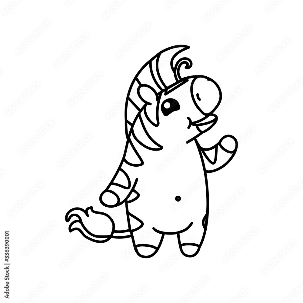 Fototapeta premium vector cute baby zebra kids coloring book page