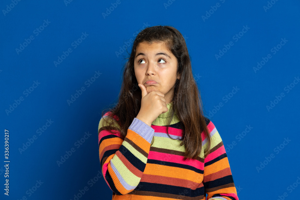 Preteen girl with striped jersey Preteen girl with striped jersey