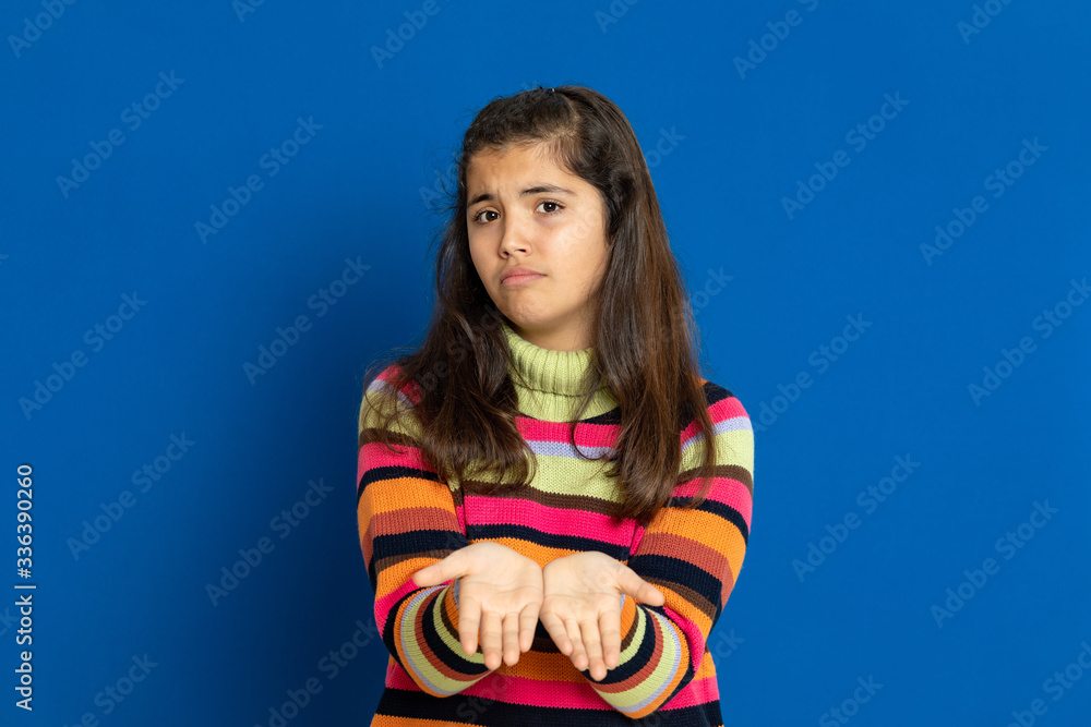 Preteen girl with striped jersey Preteen girl with striped jersey