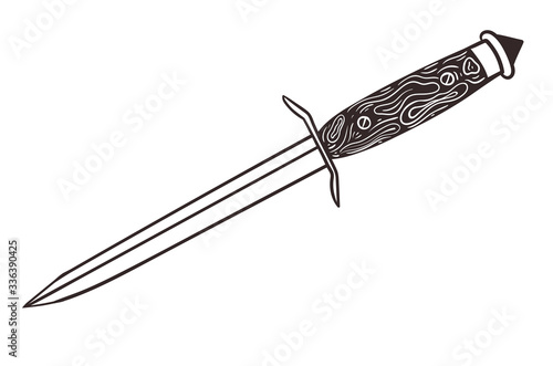 Stiletto with wooden handle isolate on a white background. Vector graphics.