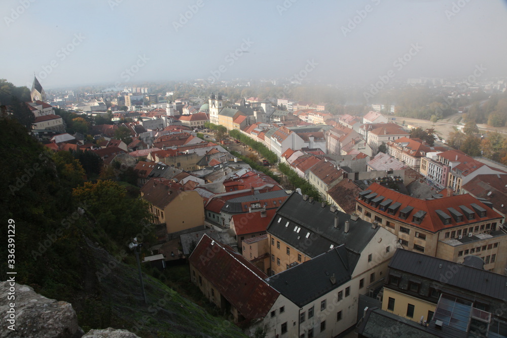 aerial view of the old town of trencin in slovakia