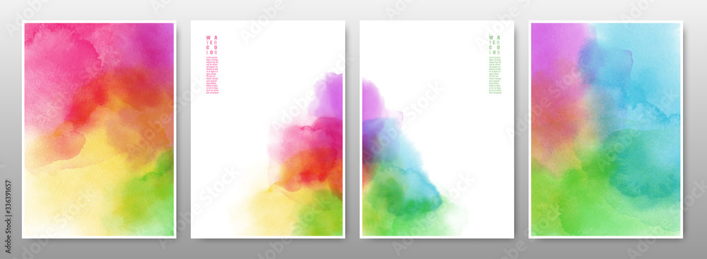 Fototapeta Set of rainbow watercolor background