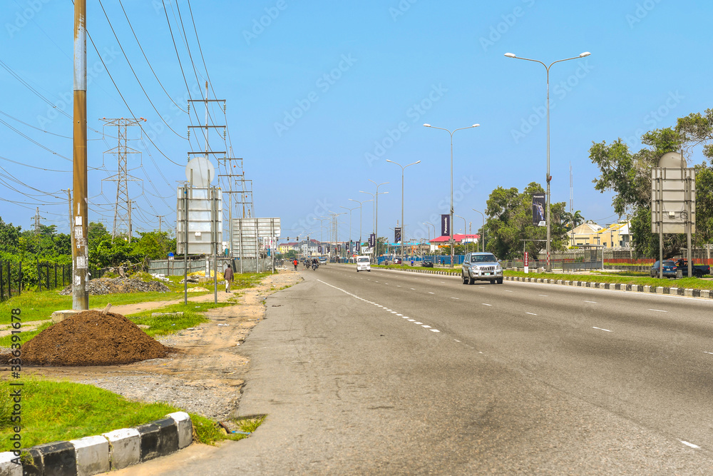 Fototapeta premium empty road in the city of lagos due to coroavirus scares
