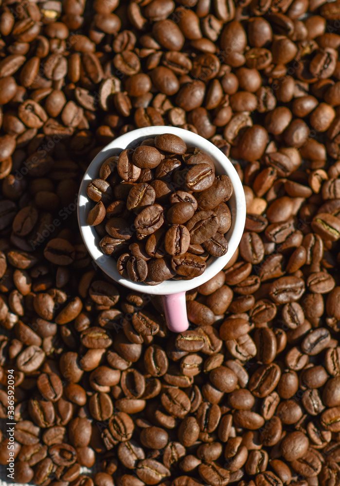 roasted coffee beans close up