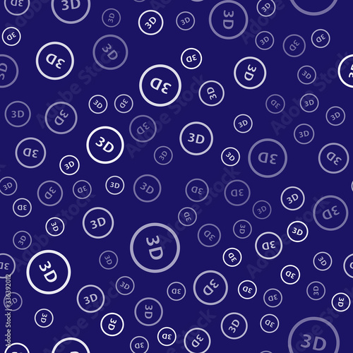 White 3D word icon isolated seamless pattern on blue background. Vector Illustration