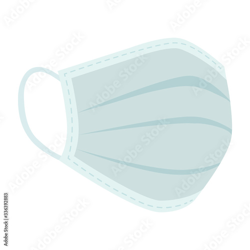 Protective antiviral medical mask on a white background