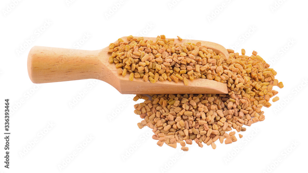 Fenugreek with seeds over white background Fenugreek with seeds over white background