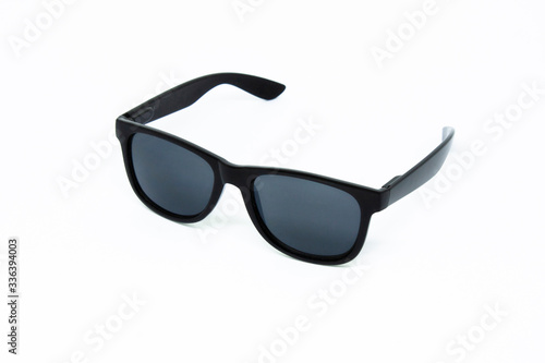 black sunglasses on a white background, place for text, icon